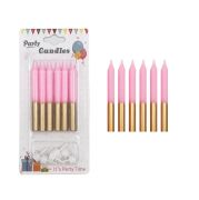 Mum İnce 2 Renkli Pembe-Gold 8 Cm 6 Adet