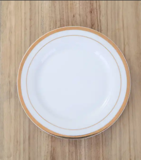 Plastik Tabak Lüx Altın Çizgili 18 cm