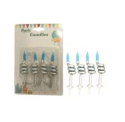 Mum Spiral 4 Parça Set Mavi Gümüş 8 cm
