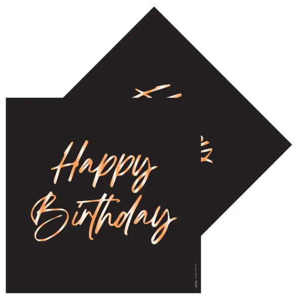 Siyah Happy Birthday Peçete 16