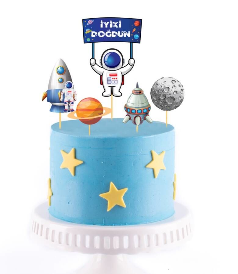 Kürdan Pasta Üstü Uzay Temalı 5 Parça