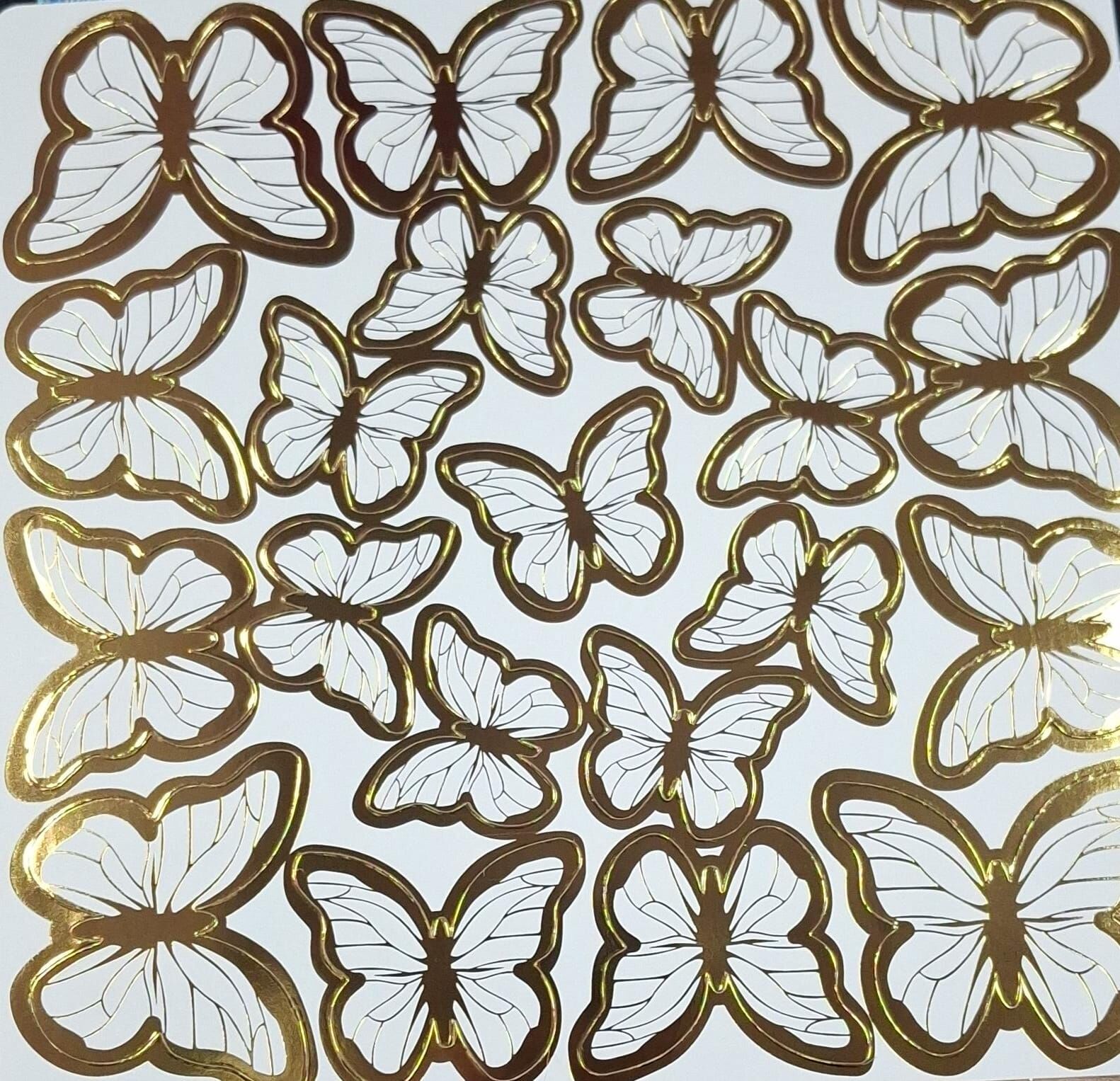 Dekoratif Kağıt Kelebek Süs Varaklı Beyaz 126'lı