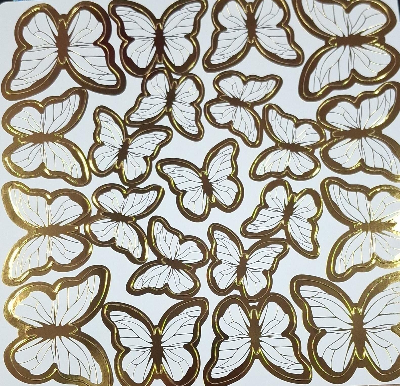 Dekoratif Kağıt Kelebek Süs Varaklı Beyaz 126'lı