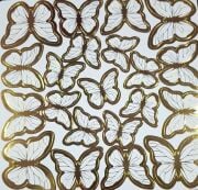 Dekoratif Kağıt Kelebek Süs Varaklı Beyaz 126'lı