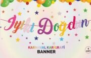 İYİ Kİ DOĞDUN PASTEL RENKLİ KALİGRAFİ BANNER