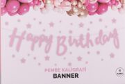 HAPPY BİRTHDAY PEMBE KALİGRAFİ BANNER