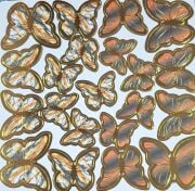 Dekoratif Kağıt Kelebek Süs Varaklı Turuncu Siyah 126'lı