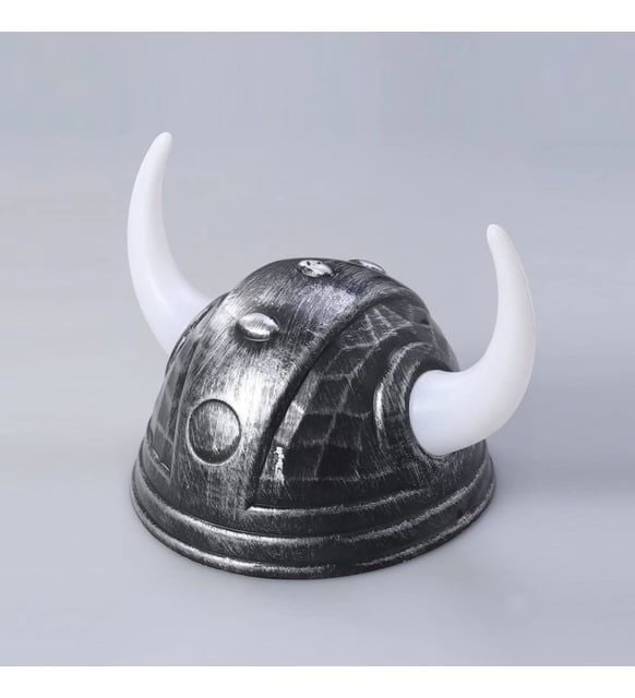 Boynuzlu Viking Şapkası Gümüş