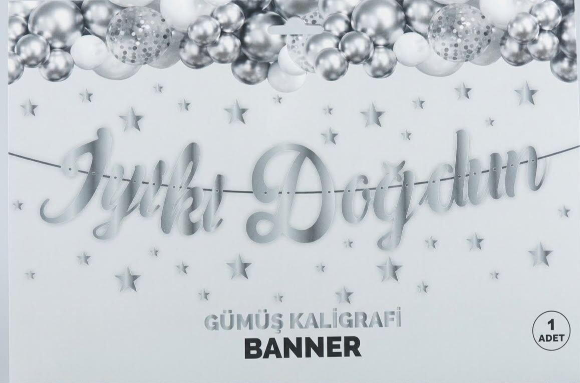İYİ Kİ DOĞDUN GÜMÜŞ KALİGRAFİ BANNER