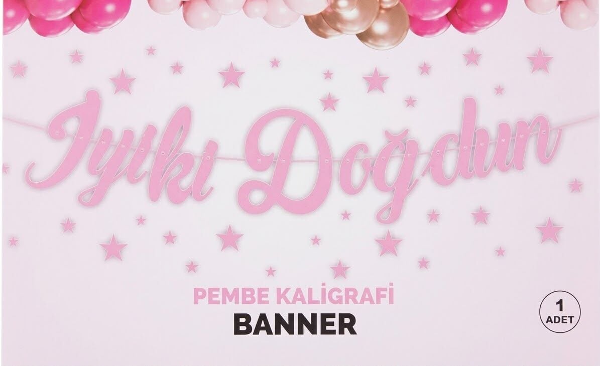 İYİ Kİ DOĞDUN PEMBE KALİGRAFİ BANNER