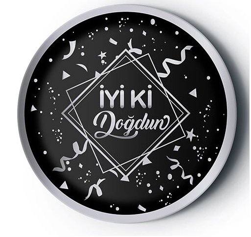 Siyah İyi Ki Doğdun Yaldızlı Tabak