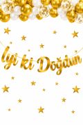 İYİ Kİ DOĞDUN GOLD KALİGRAFİ BANNER