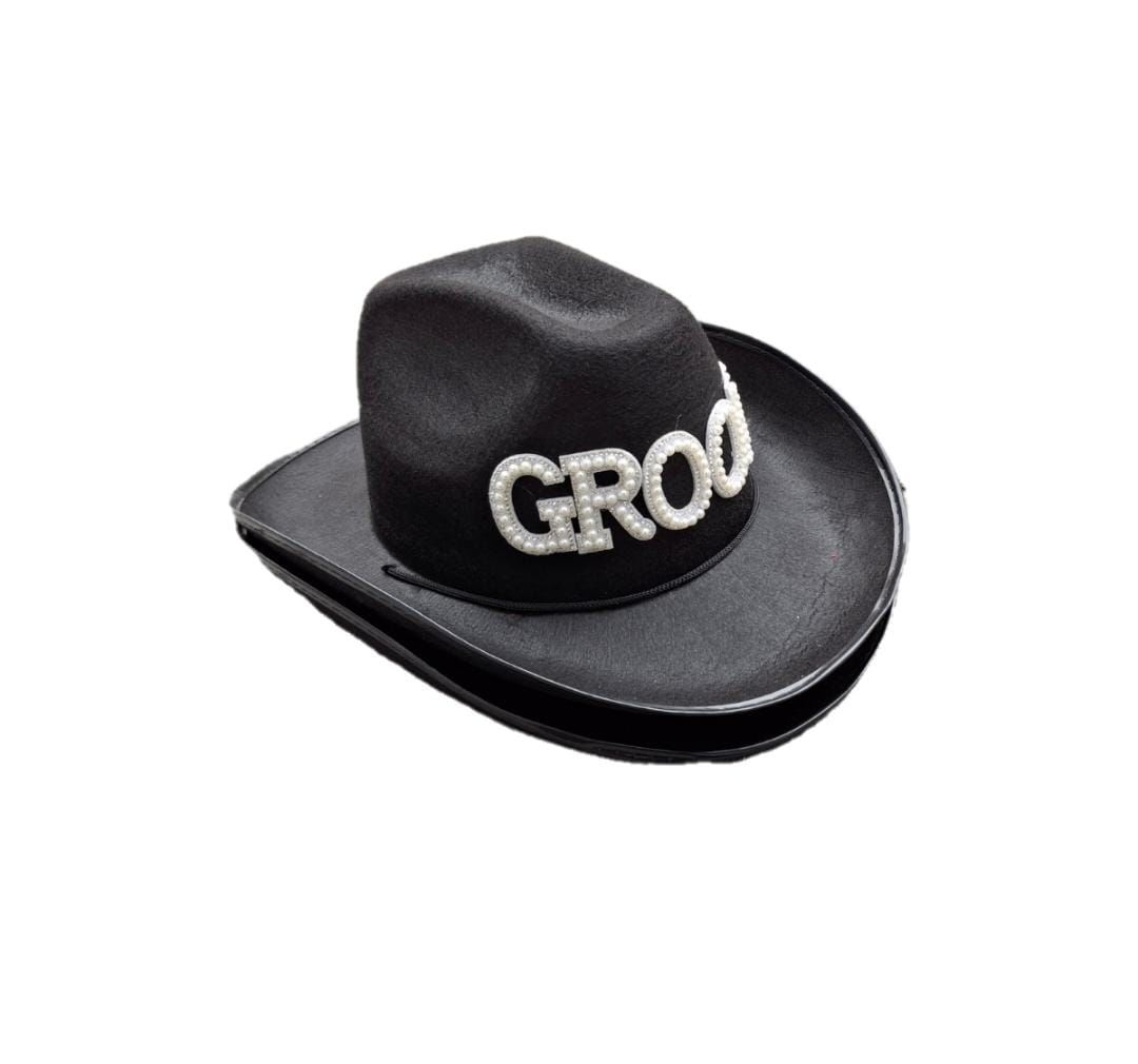 Şapka Şerif Siyah Groom Taşlı Lüks
