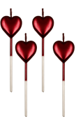 Metalize Kırmızı Kalp Mum 4'lü