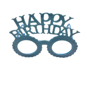 Happy Birthday Taç Gözlük Simli Mavi Set