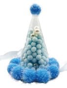 Ponponlu Şapka Asetatlı Mavi