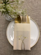 Havuç Çiçeği Desenli Kraft Gold 12'li Cepli Peçete