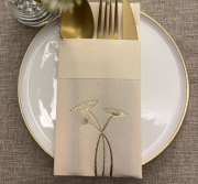 Havuç Çiçeği Desenli Kraft Gold 12'li Cepli Peçete