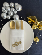 Disko Topu Desenli Gold Peçete 12'li Cepli Peçete