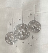 Disko Topu Desenli Gümüş 12'li Cepli Peçete