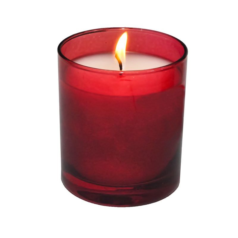 Boyalı Bardak Standart Mum - Nar Çiçeği Kokulu - tekli - Kırmızı Renk - 6,5*8 cm