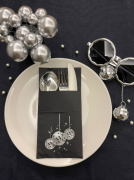 Disko Topu Desenli Siyah Gümüş 12'li Cepli Peçete