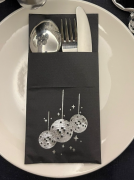 Disko Topu Desenli Siyah Gümüş 12'li Cepli Peçete