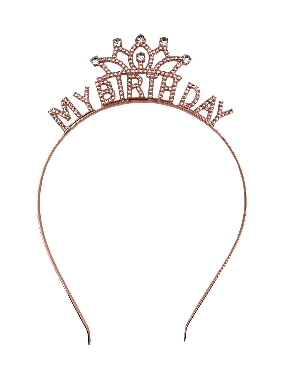 My Birthday Taşlı Taç Rose Gold
