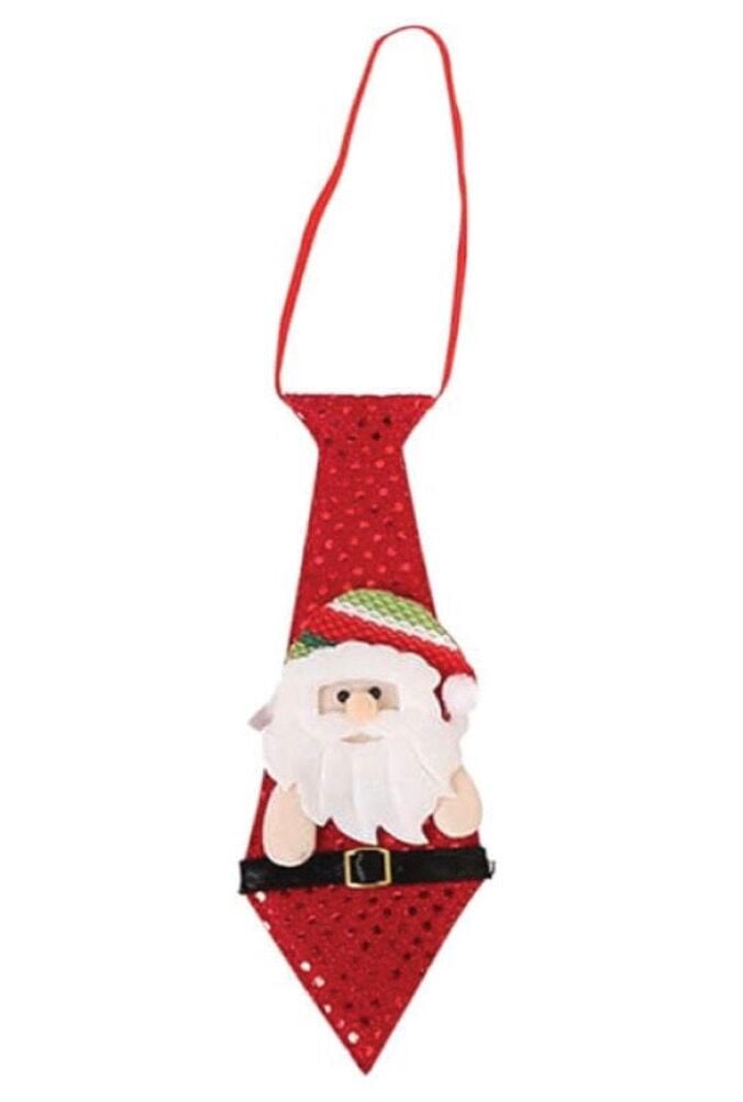 Yılbaşı Kravat Pullu Noel Baba Kırmızı Burunlu