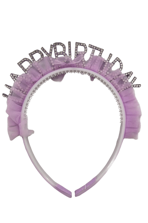 Happy Birthday Lila Tüylü Taç