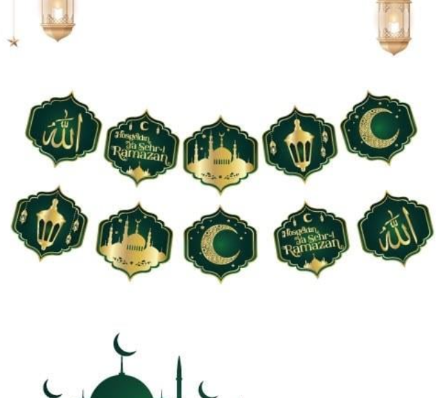 Kağıt Banner Ramazan 10 Parça Yeşil