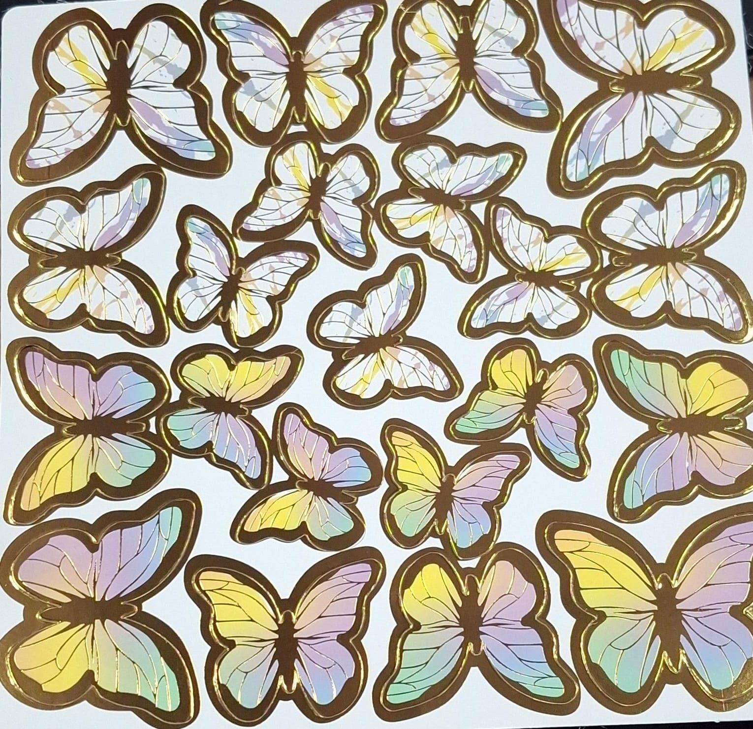 Dekoratif Kağıt Kelebek Süs Varaklı Makaron Renkli 126'lı