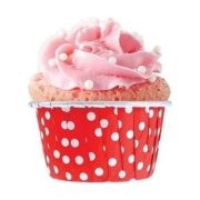 Kırmızı Puantiyeli Muffin Kek Kapsülü 25'li