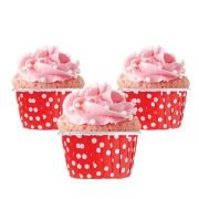 Kırmızı Puantiyeli Muffin Kek Kapsülü 25'li