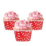 Kırmızı Puantiyeli Muffin Kek Kapsülü 25'li