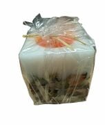 Kuru Çiçekli Kare Mum - S.Ağacı - Tekli - Krem Renk - 8*10 cm