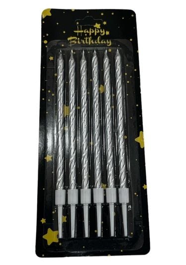 14 cm Spiral Mum Gümüş 6'lı