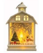 Yılbaşı Fener Ledli Ev Model 15 Cm Beyaz