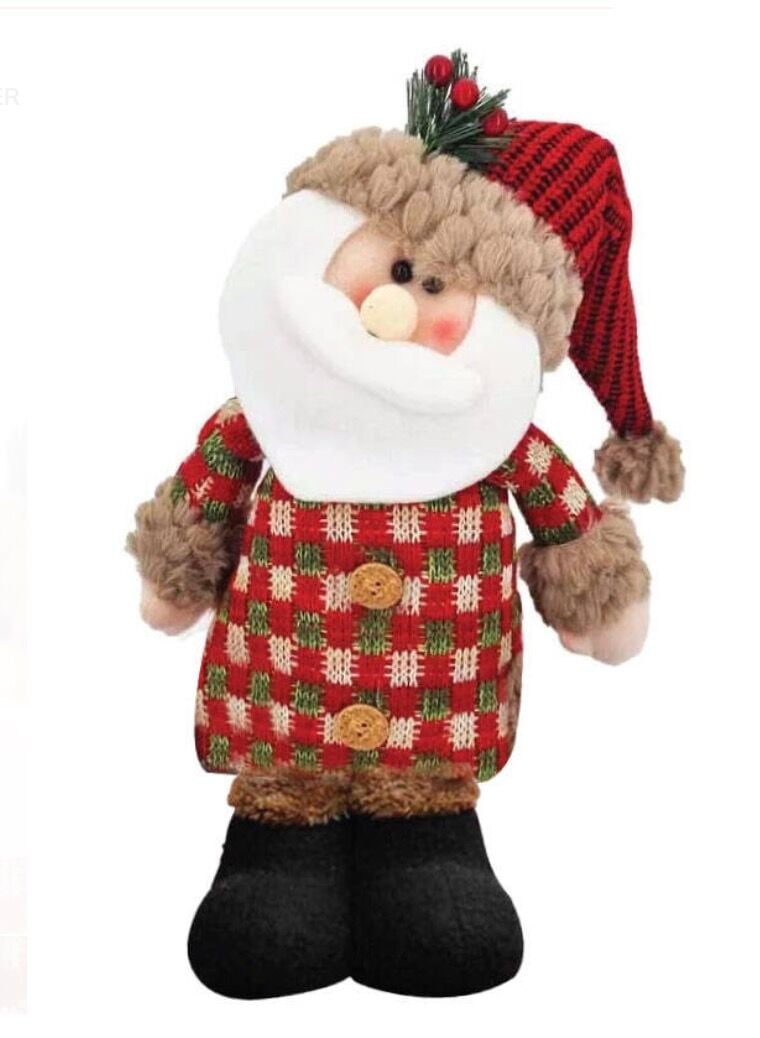 Yılbaşı Dekoratif Noel Baba Ekoseli Figür 33 Cm
