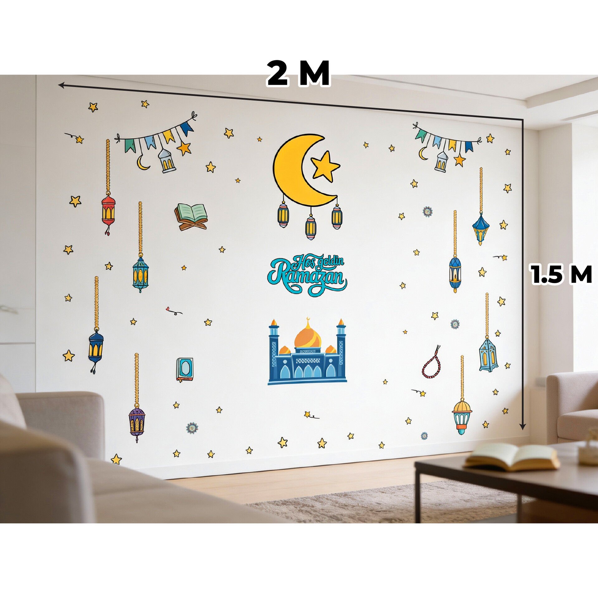 Ramazan Büyük Boy Sticker Çift Taraflı 2*1,5 Metre