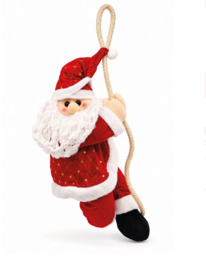 Yılbaşı Figür Noel Baba İpe Tutunan Model 50 Cm Kırmızı
