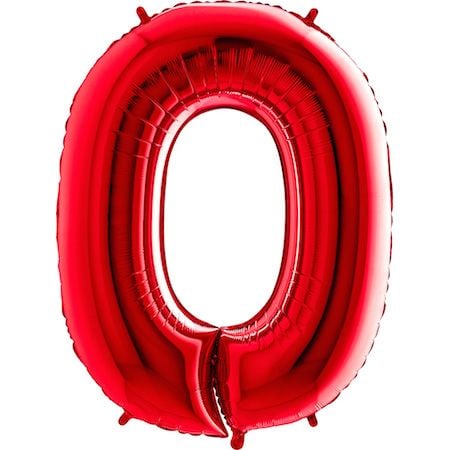 40'' Kırmızı 0 Rakam Folyo Balon  100 Cm