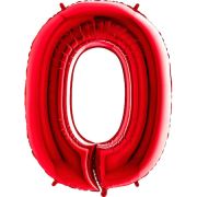 40'' Kırmızı 0 Rakam Folyo Balon  100 Cm
