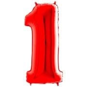 40'' Kırmızı 1 Rakam Folyo Balon  100 Cm