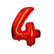 40'' Kırmızı 4 Rakam Folyo Balon  100 Cm