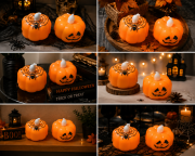Halloween LED Işıklı Balkabağı Örümcekli Dekor Süs