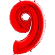 40'' Kırmızı 9 Rakam Folyo Balon  100 Cm