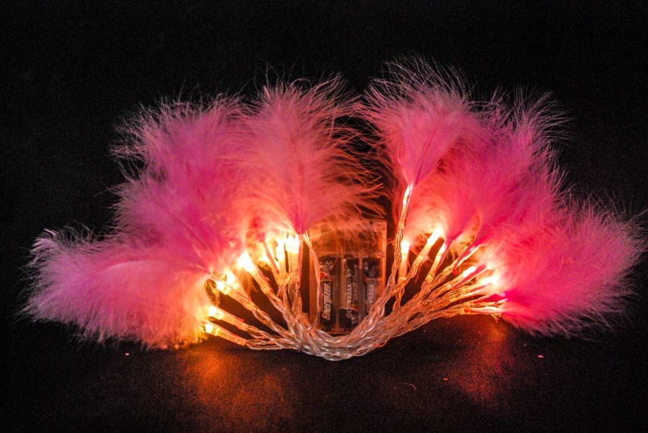 Tüylü Led - 2 metre- pembe-