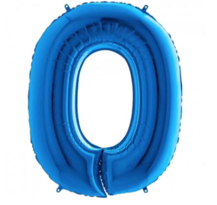 40'' Mavi 0 Rakam Folyo Balon  100 Cm
