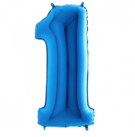40'' Mavi 1 Rakam Folyo Balon  100 Cm
